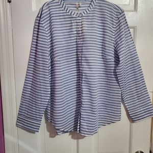 Blue and white stripped flannel shirt